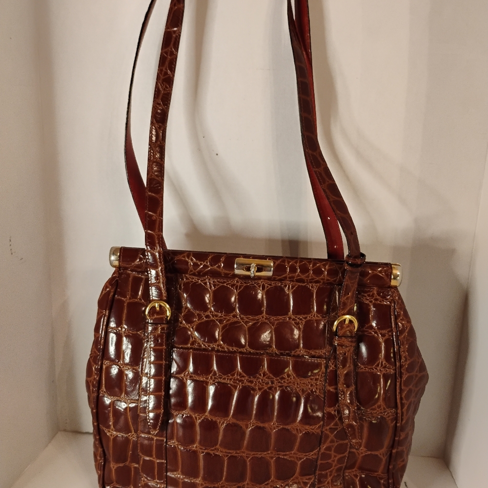 Excelsior Gallery Embossed Alligator Shoulder Purse